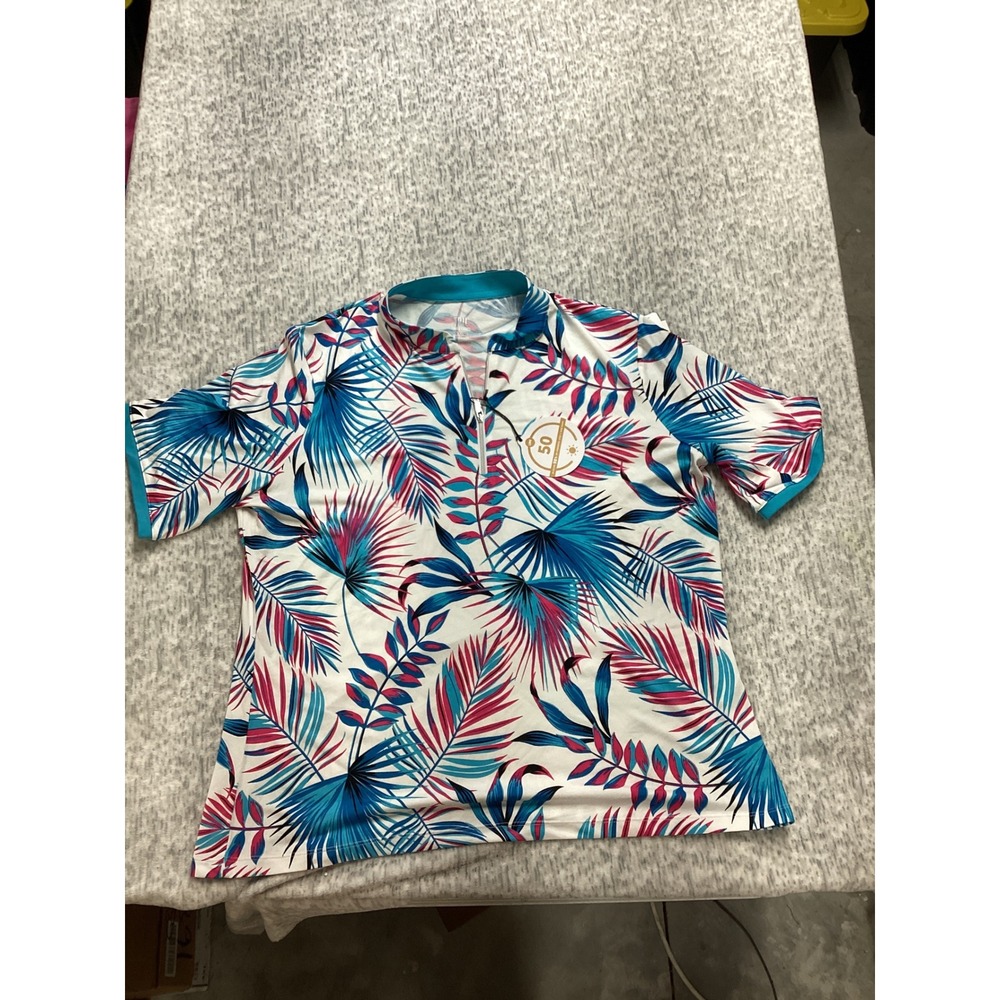 Tail White Label Harmony‎ Palm Golf Polo Shirt XXL Blue Pink UPF 50 GJ8332-U186